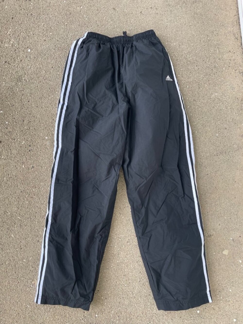 Vintage Y2K Adidas Track Pants Black Mens M Streetwear 3 Stripe Baggy Rave Goth